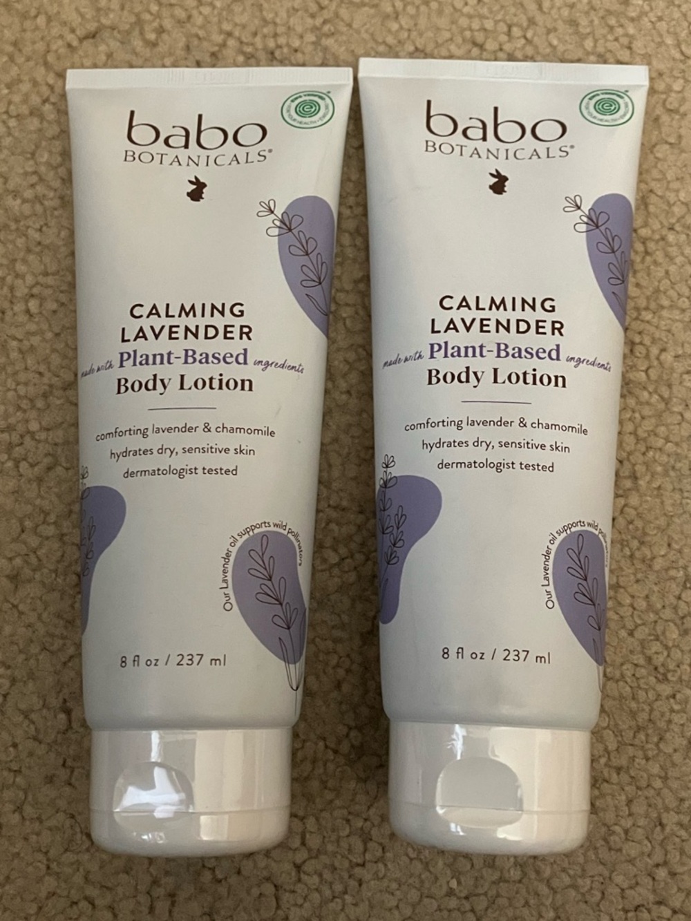 Babo Botanicals Calming Lavender Chamomile Body Lotion bundle of 2, vegan, new